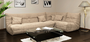 Диваны в интерьере гостиной-39, Бескаркасный угловой диван ДеФранс